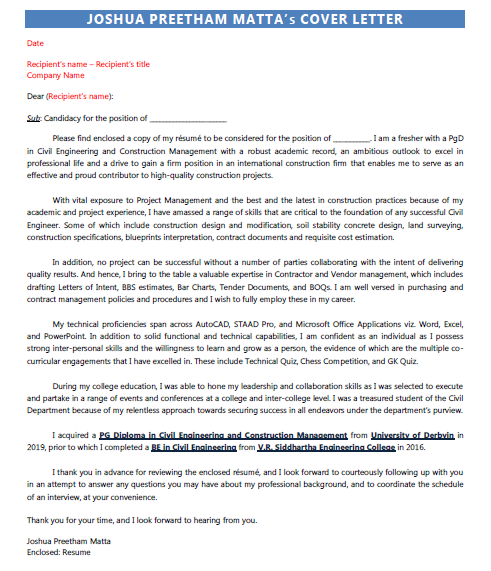 Cover Letter Answering Specific Questions from resumod.in